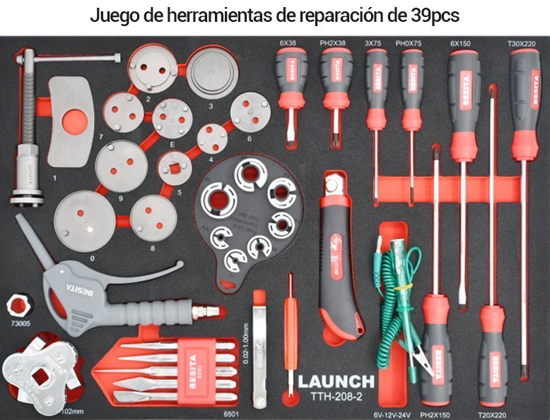 CARRO DE HERRAMIENTAS REPARACION RAPIDA 208PZS LAUNCH TTH-208 - Image 3