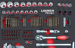 Cajón 1 del carro LAUNCH TTH-338: dados y trinquete de 1/2 pulgada